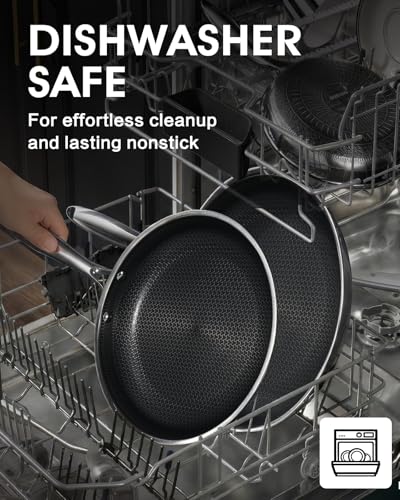 Tibbicc Stainless Steel Non Stick Frying Pan with Lid - PFOA Free