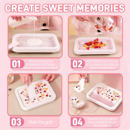 Rolled Ice Cream Maker, At-Home Rolled Ice Cream Maker Kit, Easily Make Your Own Ice Cream Rolls with 2 Spatulas Smoothies, Frozen Yogurt, Fruit Sorbets, and Gelato at Home
