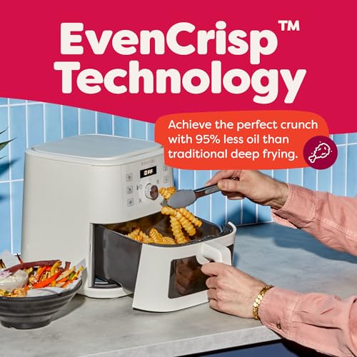 Instant Pot 4Qt VORTEX 6-in-1 Mini Air Fryer, Custom Program Options, Air Fry, Broil, Roast, Dehydrate, Bake, Reheat, Sea Salt, 4 Quarts