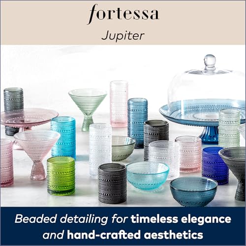 Fortessa Jupiter Beaded Hobnail Glass, 11.5 Ounce Martini (Set of 4), Cornflower Blue