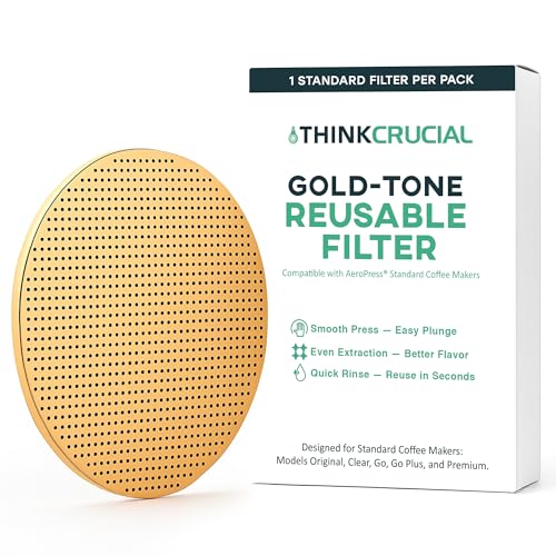 Gold Reusable Disc Filter Compatible with AeroPress STANDARD Coffee Makers, Fits Original, Clear, Premium, Go & Go