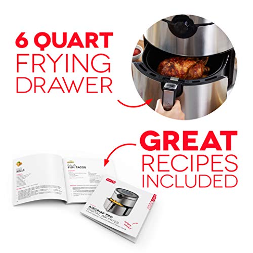 Dash AirCrisp® Pro Digital Air Fryer - Adjustable Temperature Control - Auto Shut-Off Feature & Multiple Presets - Removable Crisper Basket - 6 Quarts - Silver