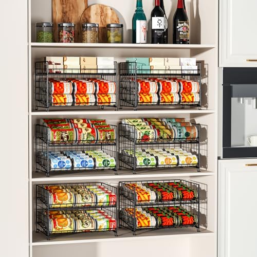 JKsmart 3-Pack Stackable Rack Organizer, Can Rack Storage for Kitchen Pantry Cabinet Holds Up to 64 Cans, 2-Tier Can Holders for Food, Multifunctional Dispenser for Snacks Soda