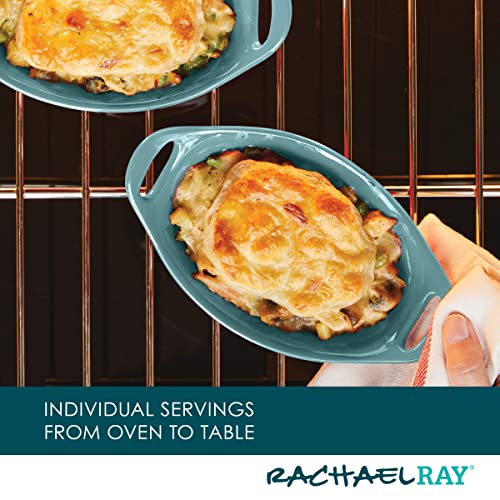 Rachael Ray Ceramics Au Gratin Set, Oval, Two 12-ounce, Agave Blue