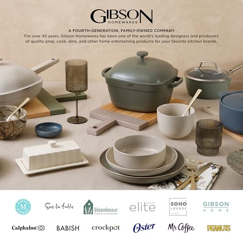 Gibson Elite Soho Lounge 16-Piece Round Reactive Glaze Stoneware Dinnerware Set, Service for 4 – Teal Plates and Bowls