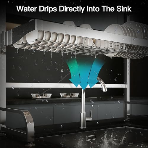 MAJALiS 3 Tier Extra Large Stainless Steel Over The Sink Dish Drying Rack
