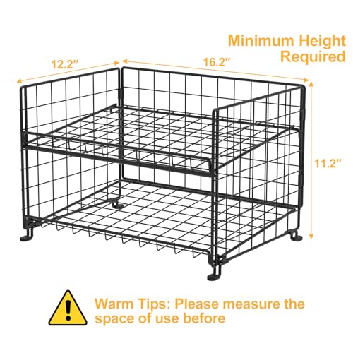 JKsmart 3-Pack Stackable Rack Organizer, Can Rack Storage for Kitchen Pantry Cabinet Holds Up to 64 Cans, 2-Tier Can Holders for Food, Multifunctional Dispenser for Snacks Soda