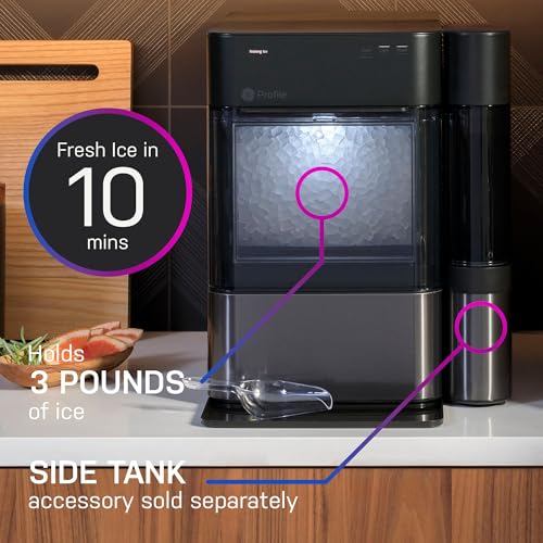GE Profile Opal 2.0 | Countertop Nugget Ice Maker | Ice Machine with WiFi Connectivity | Smart Home Kitchen Essentials | Black Stainless