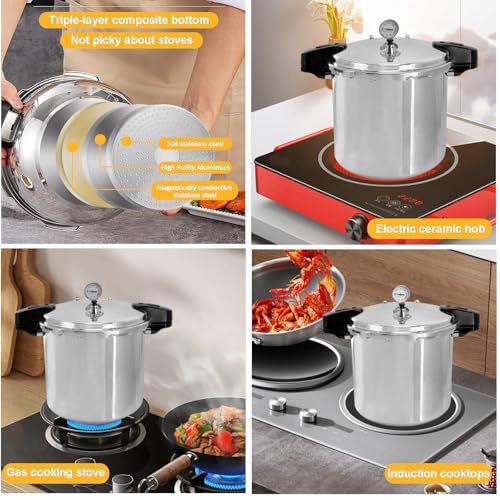 KILOGORGE 24 qt Pressure Canner,Canning Pressure Cooker with Gauge,14.5PSI,Large Capacity Aluminum Pressure Canners for Compatibility Gas and Induction Cooktops
