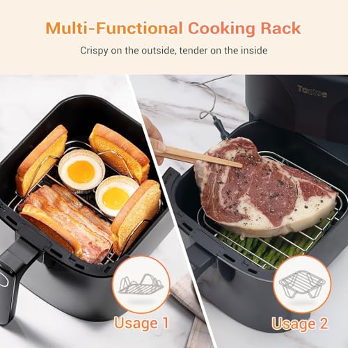Tastee Ceramic Air Fryer, 8-in-1 Compact 5.5QT AirFryers, 450°F Digital Airfryer Dehydrator with Smart Probe, 24 Presets One-touch Cooking, In-app Recipes with Window, Dishwasher-safe & Non-stick
