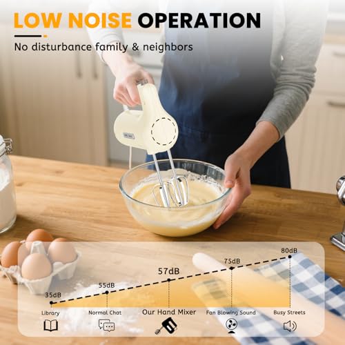 Lord Eagle 5-Speed Small Hand Mixer Electric, 300W Compact Portable, Cream