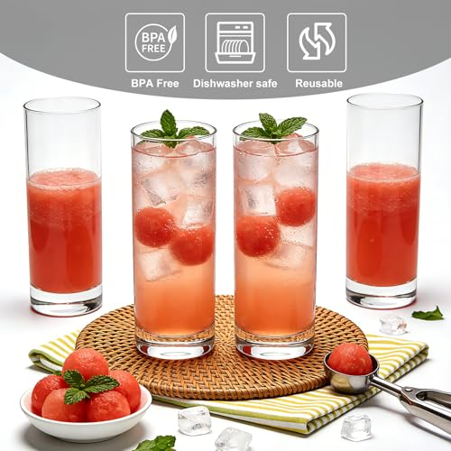Cadamada Premium Highball 10oz Drinking Glasses,Highball Glasses,Cocktail Glasses,Set of 12 Clear Small Vases,Bar Glassware for Mojito, Whiskey, Cocktail