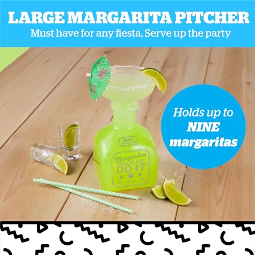 BigMouth Inc Funny Margarita Glass, Jumbo Tequila Bottle Shaped Pitcher, Novelty Drinking Gifts, "Margaritas Made Me Do It" - 32oz