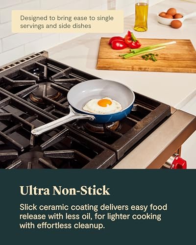 Caraway Nonstick Ceramic Mini Fry Pan With Glass Lid (1.05 qt, 8") - Non Toxic, PTFE & PFOA Free - Oven Safe & Compatible with All Stovetops (Gas, Electric & Induction) - Black
