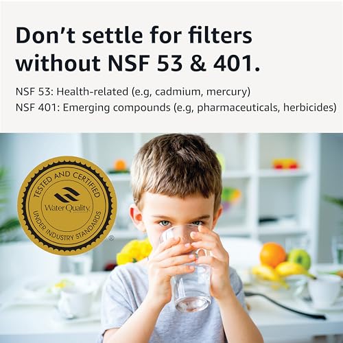 Amazon Basics Enhanced Replacement Water Filters for Water Pitchers, BPA-Free, WQA & NSF Certified, Compatible with Brita Water Pitchers & Drinking Water Filter Systems, 6 Month Filter Supply, 3-Pack