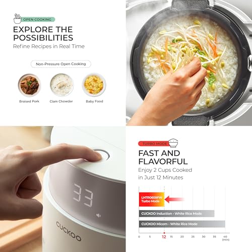CUCKOO Twin Pressure Rice Cooker 10-Cup Uncooked / 20-Cup Cooked with Induction Heating Technology, 20 Menu Modes with Voice Guide, Large Rice Maker Multi-Cooker & Pressure Cooker (CRP-LHTR1009FW)