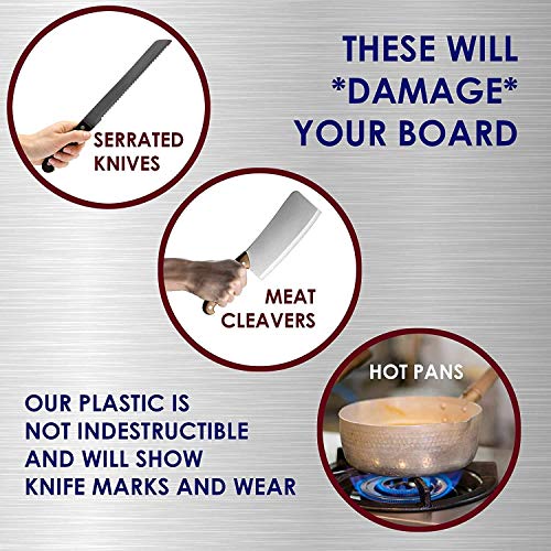Large Poly Cutting Board, 18x12 Inch Black, 3/4" Thick, BPA Free and Dishwasher Safe