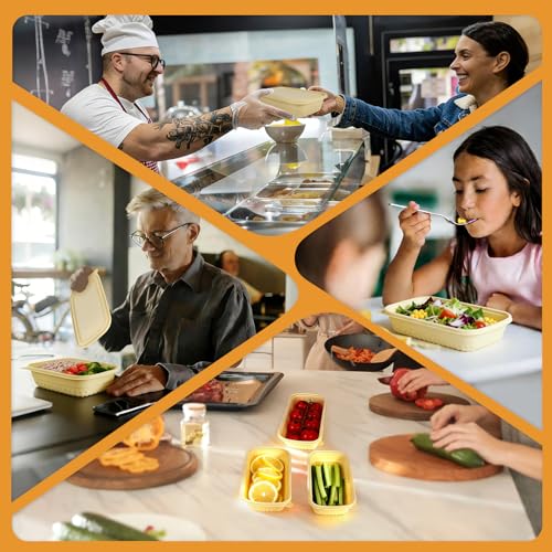 Bmboryxa 50Pack Meal Prep Containers Reusable with Lids, 25oz Bamboo-Powder Food Containers for Lunch Portion Control To Go Takeout Party Supplies, Safe for Microwave Freezer Dishwasher