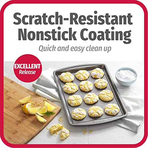 GoodCook Everyday Baking Sheet Set Nonstick Carbon Steel Standard-Sized Cookie Sheets for Even Baking, Bakeware Set Includes 3 Pans with Scratch-Resistant Finish, 13x9-Inch, Gray