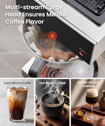 SYBO 12 Cup Coffee Maker Commercial, Pour Over Coffee Maker Brewer, Industrial Stainless Steel Cafetera with 2 Warmers