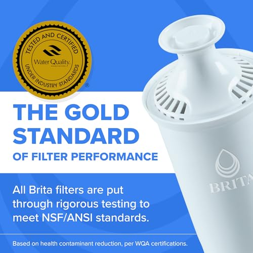 Brita BritaPlus Replacement Water Filter for Pitchers and Dispensers, WQA NSF/ANSI Certified, Reduces 2x More Contaminants vs. Standard Brita, Reduces Chlorine Zinc Copper Mercury & More, 4 Filters
