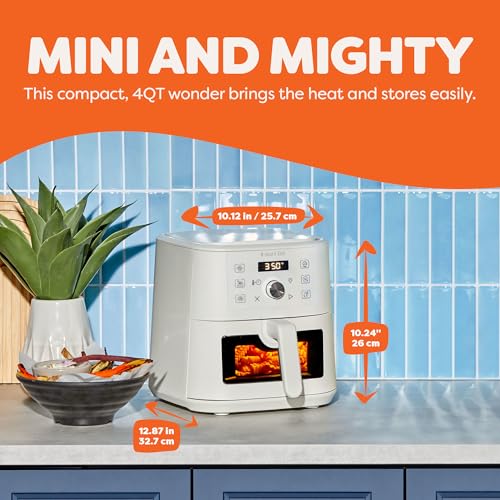 Instant Pot 4Qt VORTEX 6-in-1 Mini Air Fryer, Custom Program Options, Air Fry, Broil, Roast, Dehydrate, Bake, Reheat, Sea Salt, 4 Quarts