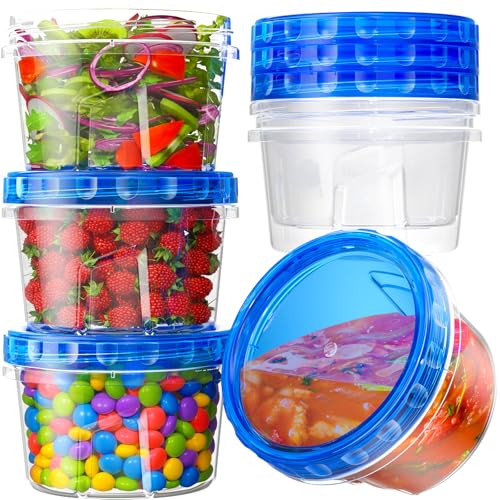 BiuLeon 6 Pack-17oz Freezer Storage Containers, Plastic Food Storage Containers with Twist Top