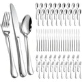 60-Piece Silverware Set for 20 - Stainless Steel Flatware Cutlery Set, Mirror Polished Flatware Set Include Forks Spoons Knives for Home Wedding Restaurant, Dishwasher Safe, Silver, 60 PCS