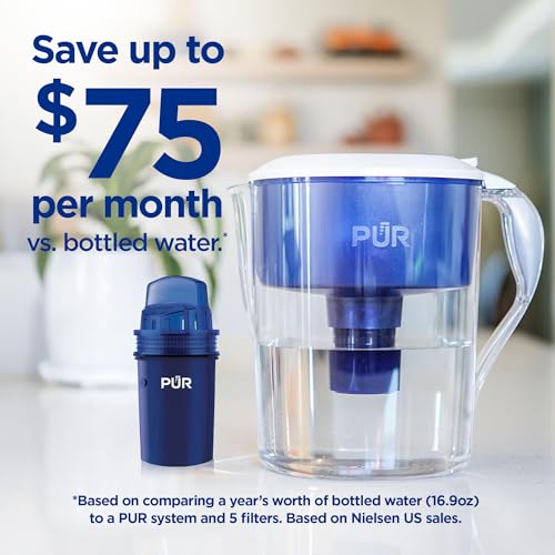 PUR Water Pitcher & Dispenser Replacement Filter 4-Pack, Genuine PUR Water Filter, 2-in-1 Powerful and Faster Filtration, 8-Month Value, Blue (PPF900Z4)