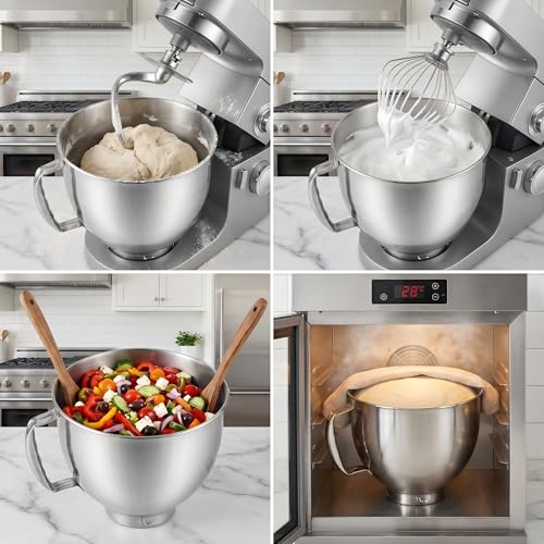 KCKHFA Stainless Steel Mixer Bowl Fit for KitchenAid Artisan&Classic Series 4.5-5 QT Tilt-Head Stand Mixer, Mixing Bowl with Comfortable Handle
