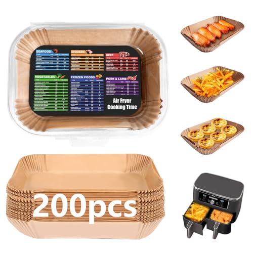 200PCS Air Fryer Liners for Ninja: Higher Non-Stick Disposable Parchment Paper Liner for Ninja DZ201/DZ401 Dual Airfryer