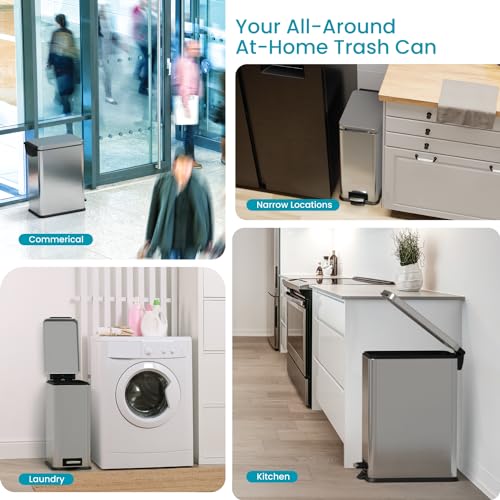 Home Zone Living 8 Gallon Kitchen Trash Can with Slim Fit Design