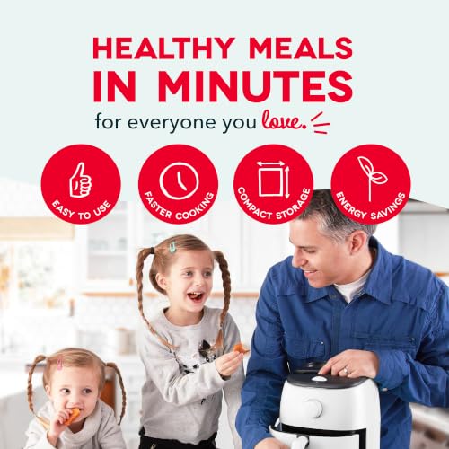 Dash Tasti-Crisp™ Air Fryer - AirCrisp® Technology - Compact Design with Adjustable Temperature Control - Nonstick Fry Basket & Auto Shut-Off Feature - 2.6 Quarts - White