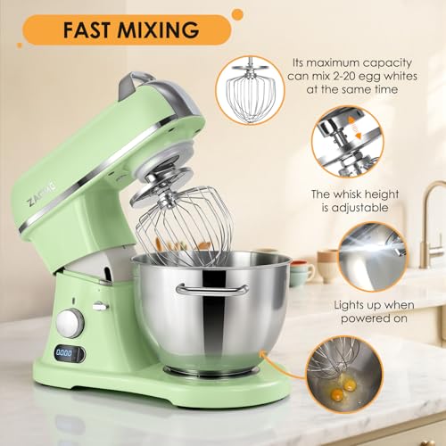 ZACME 8.4QT Commercial Stand Mixer 800W with Aluminum Die Casting Meets the Standard of NSF/ANSI 8-2023, Mixers Kitchen Electric Stand Mixer with Stainless Steel 8L Bowl, Dough Hook, Whisk and Beater