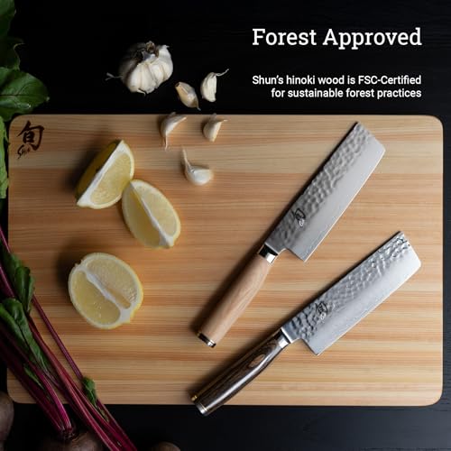 Shun Cutlery Medium Hinoki Cutting Board, 15.75" x 10.75" Wooden Japanese Chopping Board for Kitchen, Medium-Soft Wood Preserves Knife Edges, Forest Stewardship Council Certified