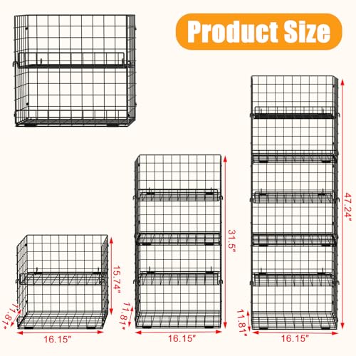 JKsmart 6-Tier Stackable Wire Basket, Can Organizer for Pantry Kitchen, XXL Metal Storage Shelves with Dividers & Handles, Easy Assembly Space Saving Storage Bins for Snacks Fruits Veggies