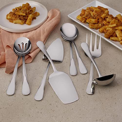 Mikasa Gourmet Basics Kaylee 8-Piece Serving Set, 18/0 Stainless Steel, Ladle, Lasagna Server, Cake Server, Tablespoons, Cold Meat Fork, Dishwasher Safe