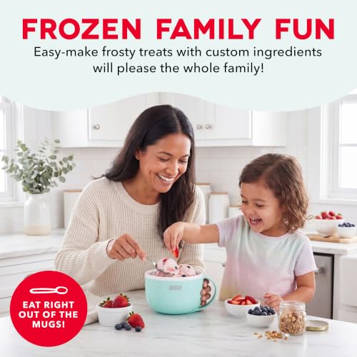 Dash My Mug Ice Cream Maker - Makes Single Serving of Gelato, Frozen Yogurt, Sorbet & More - Easy to Clean & Use - Aqua, 2 Bowls