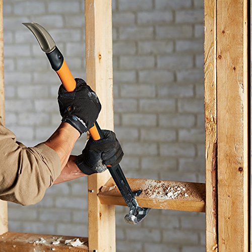 Fiskars IsoCore Wrecking Bar, Board Bender Shock Absorbing Hammer and Crowbar, 30 in