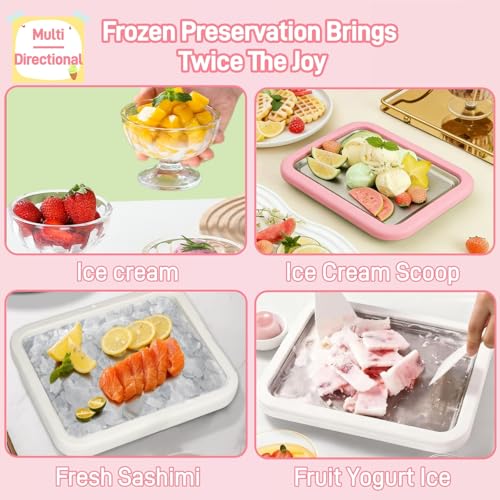 Rolled Ice Cream Maker, At-Home Rolled Ice Cream Maker Kit, Easily Make Your Own Ice Cream Rolls with 2 Spatulas Smoothies, Frozen Yogurt, Fruit Sorbets, and Gelato at Home