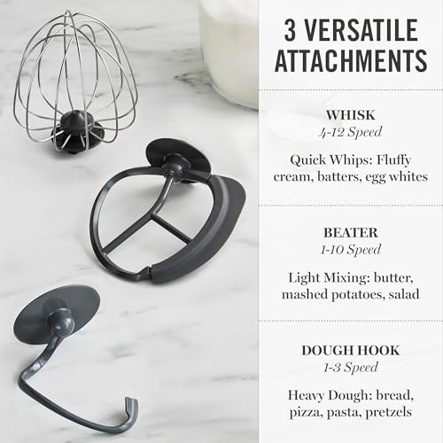 Martha Stewart 5.3Qt Stand Mixer, 12-Speed Tilt-Head Electric Kitchen Mixer with Stainless Steel Bowl, Dough Hook, Whisk & Beater, Splash Guard, Ideal for Baking Bread, Cake & Whipping, Linen Cream