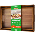 EdenDwell Acacia Serving Trays - 2 Pack, Acacia Wood Serving Platterss, Wood Serving Tray, Decorative Trays for Breakfast, Brunch, Dinner, Coffee Table, Party, Kitchen-M