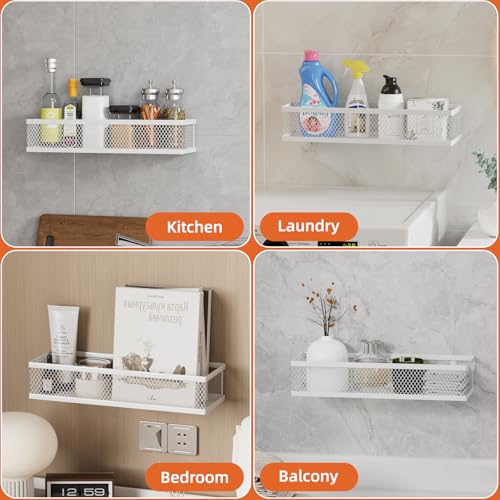 Umomi Spice Rack Wall Mount, 4 Pack Wall Spice Rack & Hanging Storage Baskets Organizer Wall Mount, Large Capacity Metal Spice Shelf for Kitchen Cabinet, Pantry Doors, Bathroom, Shower, Home Decor