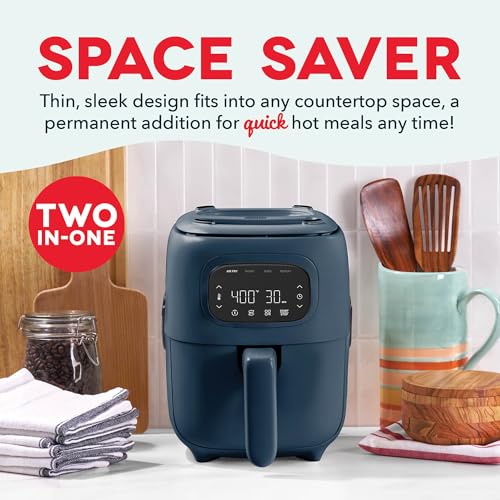 Dash Flip & Fry™ Digital 2-in-1 Grill & Air Fryer - Indoor Grill & Electric Fryer - Features AirCrisp® Technology & Nonstick Surface - dishwasher safe Parts - Forged Iron