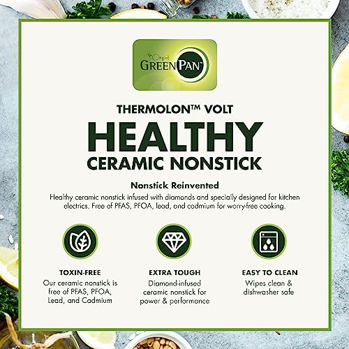 GreenPan Elite 4-Square Belgian & Classic Waffle Maker,Healthy Ceramic Nonstick Dishwasher Safe Plates, Adjustable Shade/Crunch Control, Wont Overflow, Easy Cleanup Breakfast, PFAS-Free, White
