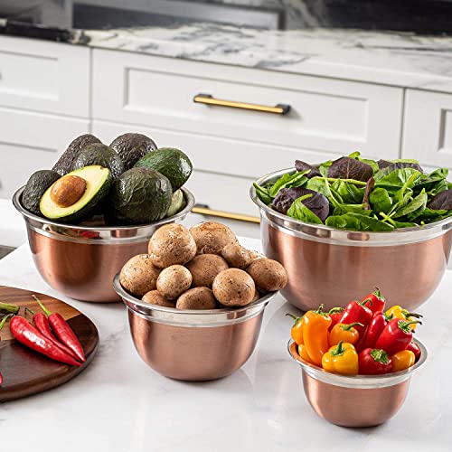 Colleta Home Stainless Steel Mixing Bowls-4 Pc set- Stackable Nesting Bowls - Polished Matte Finish - Cookware Set