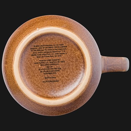 Silver Buffalo Lord of The Rings Elven Text High Gloss Reactive Glaze Tapered Pottery Mug,14 Ounces