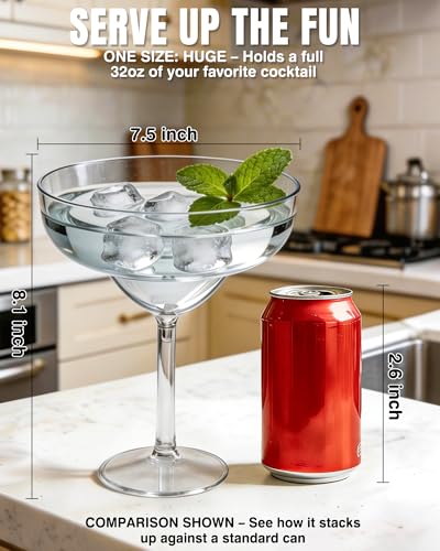 ZYFLSIYU 36 oz Large Plastic Margarita Glasses Set of 2, Clear Party Cups
