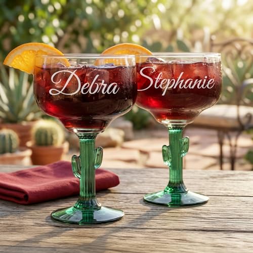 Personalized Engraved Cactus Margarita Glass 16 oz