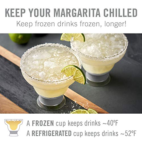 Host FREEZE Stemless Margarita Glasses, Insulated Plastic Cocktail Glasses for Frozen Drinks, Double Wall Chiller Cups for Beach, Outdoor Party, Home Bar, Margarita Gifts, 12 oz, Set of 2, Green